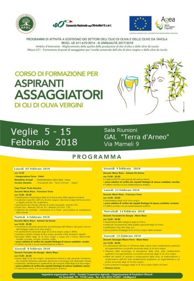 Corso di formazione per aspiranti assaggiatori di olio di oliva vergine 