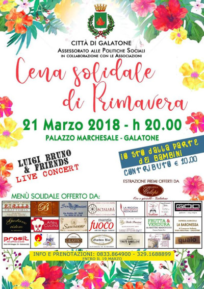 CENA SOLIDALE DI PRIMAVERA