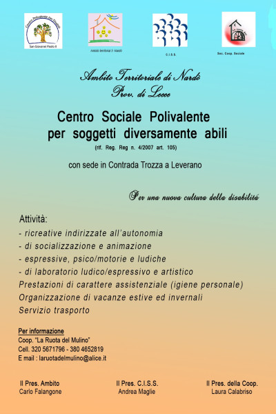 Centro Sociale Polivalente per soggetti diversamente abili