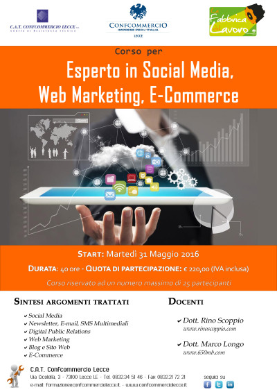 CORSO PER  “ESPERTO IN SOCIAL MEDIA, WEB MARKETING, E-COMMERCE”