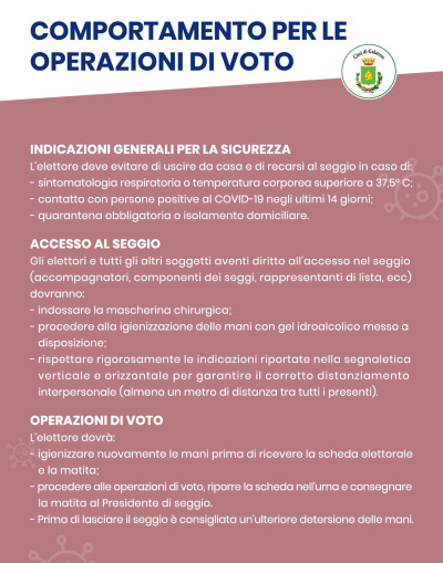 ELEZIONI REFERENDARIE E REGIONALI DEL 20 E 21 SETTEMBRE INDICAZIONI UTILI PER...