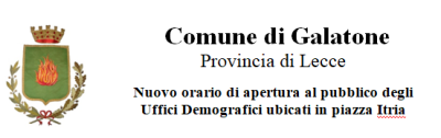 Nuovo orario di apertura al pubblico degli Uffici Demografici ubicati in piaz...