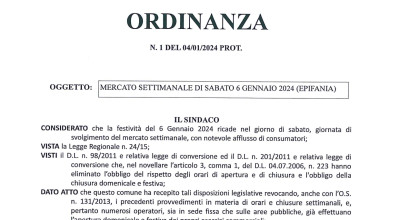 ORDINANZA SINDACALE DEL 04/01/2024