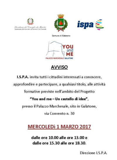 PROGETTO YOU AND ME - UN CASTELLO DI IDEE