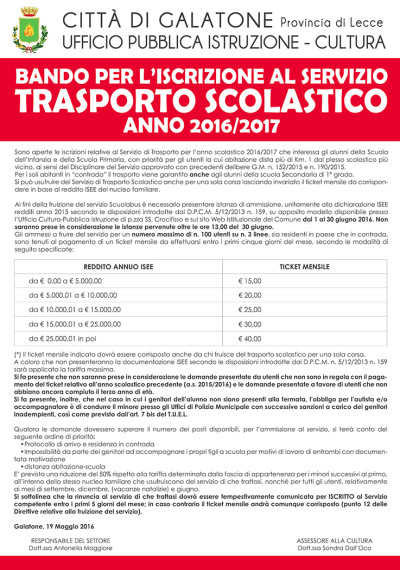 Servizio Trasporto Scolastico 